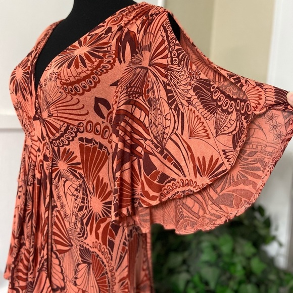 Free People Coral Combo Amour Pullover Cold Shoulder Top - Picture 5 of 16